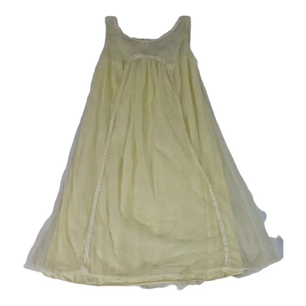 CHIFFON Nightgown Yellow Sexy Late 50s Early 60s YOLANDE Small Sweep Lace